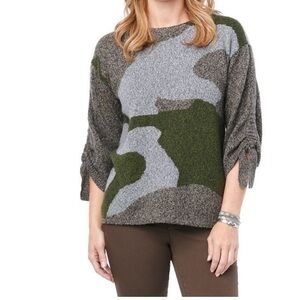 Democracy Sweater tie-ruched long sleeve, womens size small